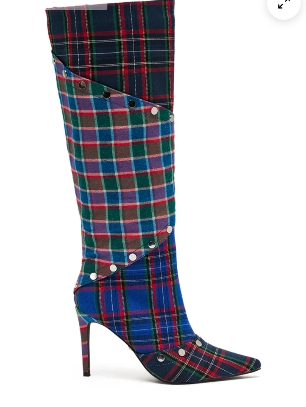 AZALEA WANG FENMORE PLAID MULTI COLOR BLOCKED STILETTO BOOT - 8.5 - Picture 3 of 3